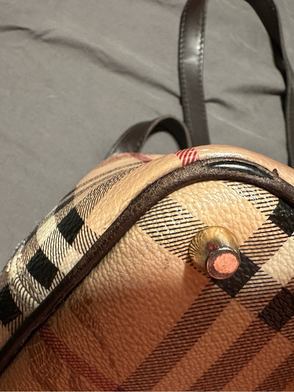 Classic Plaid Tote Bag with Dark Brown Trim - Women - Picture 8 of 12